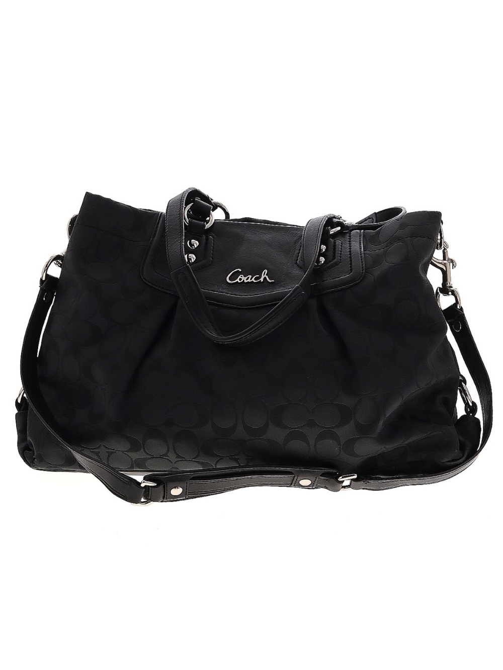 Coach Black Signature Satchel with Detachable Crossbody Strap